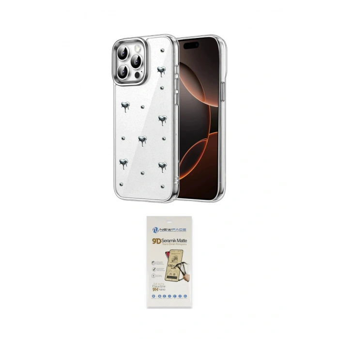 MARSİLYAN™- iPhone 14 Pro Max Kılıf Yörünge Form - Siyah Mat Seramik Nano Ekran Koruyucu
