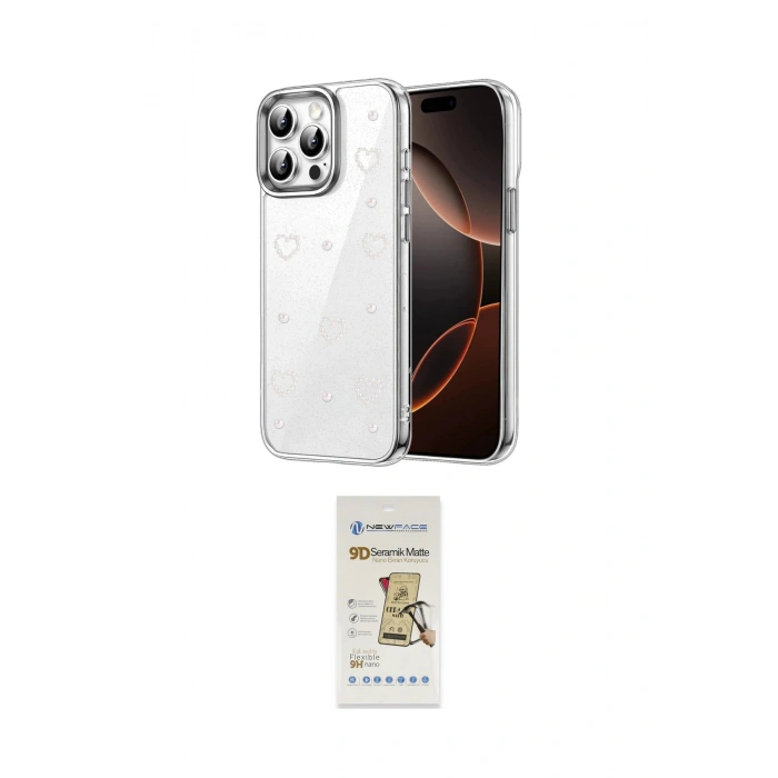 MARSİLYAN™- iPhone 14 Pro Max Kılıf Yörünge Form - Siyah Mat Seramik Nano Ekran Koruyucu