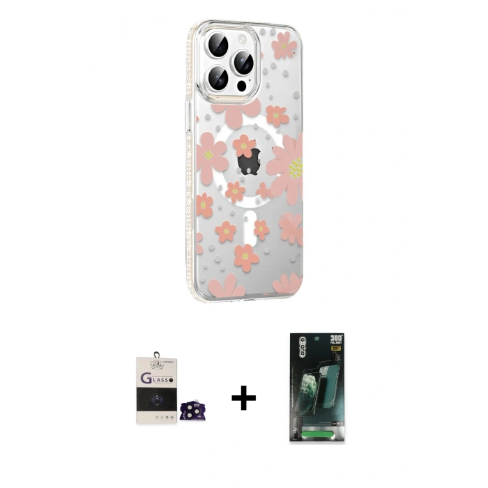 MARSİLYAN™- iPhone 14 Pro Max Kılıf Yörünge Işık Prime - Şeffaf 360 Full Body Arka Koruyucu + Bilvis Titan Kamera Lens - SH