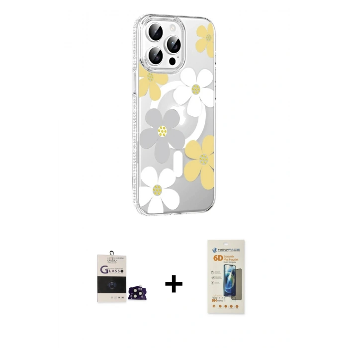MARSİLYAN™- iPhone 14 Pro Max Kılıf Yörünge Işık Prime - Siyah 6D Mat Seramik Hayalet Nano Ekran Koruyucu + Bilvis Titan Kamera Lens - SH