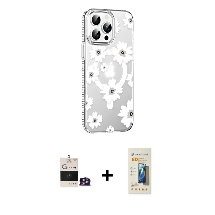 MARSİLYAN™- iPhone 14 Pro Max Kılıf Yörünge Işık Prime - Siyah 6D Mat Seramik Hayalet Nano Ekran Koruyucu + Bilvis Titan Kamera Lens - GD