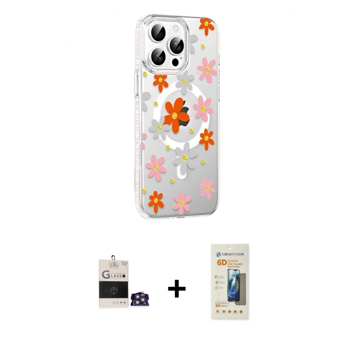 MARSİLYAN™- iPhone 14 Pro Max Kılıf Yörünge Işık Prime - Siyah 6D Mat Seramik Hayalet Nano Ekran Koruyucu + Bilvis Titan Kamera Lens - GS