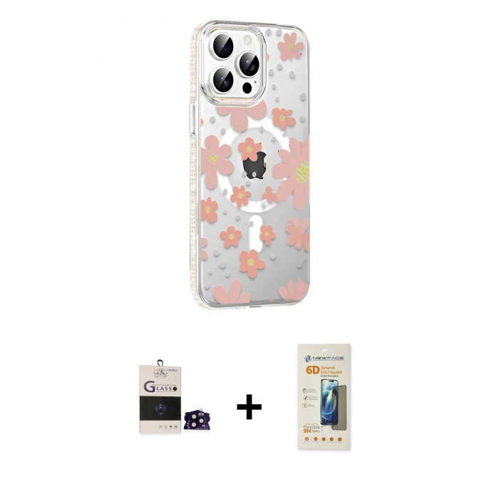 MARSİLYAN™- iPhone 14 Pro Max Kılıf Yörünge Işık Prime - Siyah 6D Mat Seramik Hayalet Nano Ekran Koruyucu + Bilvis Titan Kamera Lens - SH