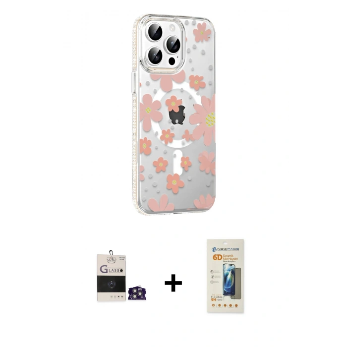 MARSİLYAN™- iPhone 14 Pro Max Kılıf Yörünge Işık Prime - Siyah 6D Mat Seramik Hayalet Nano Ekran Koruyucu + Bilvis Titan Kamera Lens - GS
