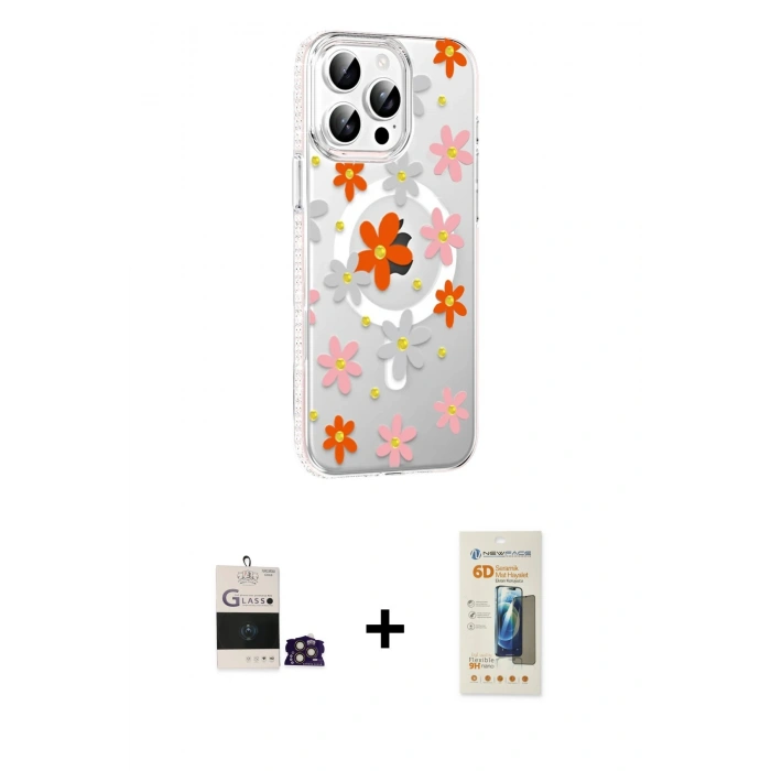 MARSİLYAN™- iPhone 14 Pro Max Kılıf Yörünge Işık Prime - Siyah 6D Mat Seramik Hayalet Nano Ekran Koruyucu + Bilvis Titan Kamera Lens - GD