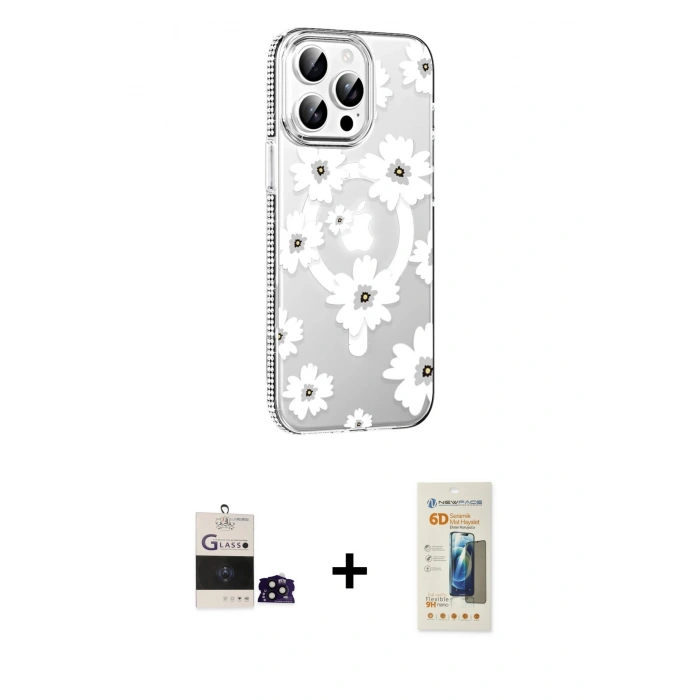 MARSİLYAN™- iPhone 14 Pro Max Kılıf Yörünge Işık Prime - Siyah 6D Mat Seramik Hayalet Nano Ekran Koruyucu + Bilvis Titan Kamera Lens - SH