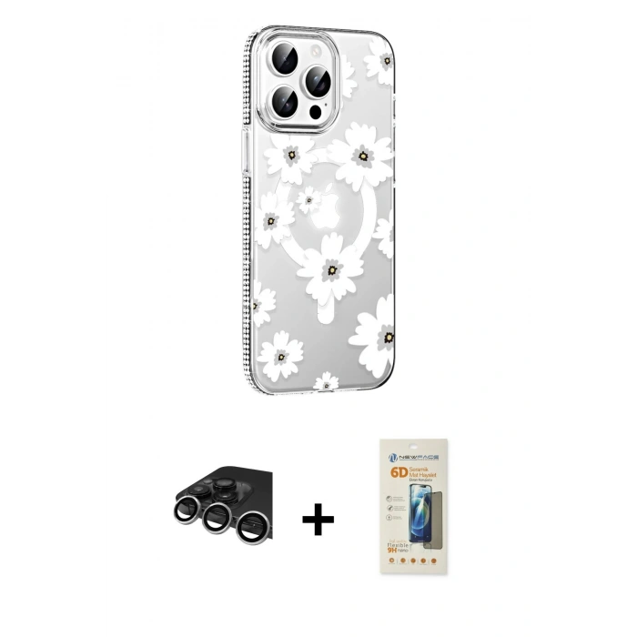 MARSİLYAN™- iPhone 14 Pro Max Kılıf Yörünge Işık Prime - Siyah 6D Mat Seramik Hayalet Nano Ekran Koruyucu + Raze Metal Kamera Lens - GS
