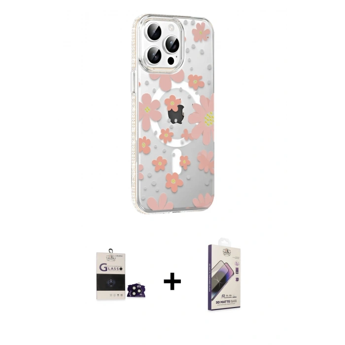 MARSİLYAN™- iPhone 14 Pro Max Kılıf Yörünge Işık Prime - Siyah Bilvis 3D Mat Cam Ekran Koruyucu + Bilvis Titan Kamera Lens - SH