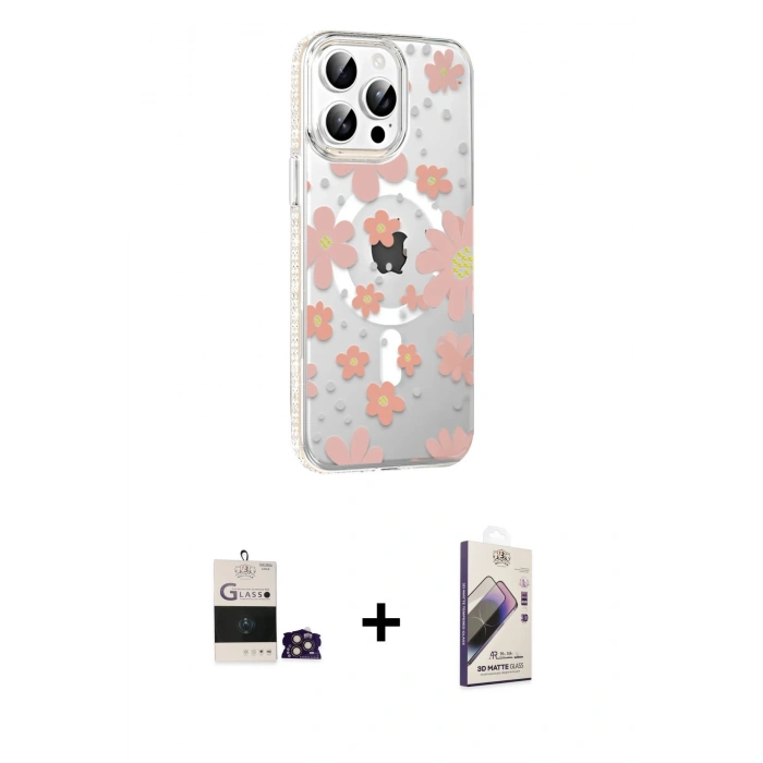 MARSİLYAN™- iPhone 14 Pro Max Kılıf Yörünge Işık Prime - Siyah Bilvis 3D Mat Cam Ekran Koruyucu + Bilvis Titan Kamera Lens - GD