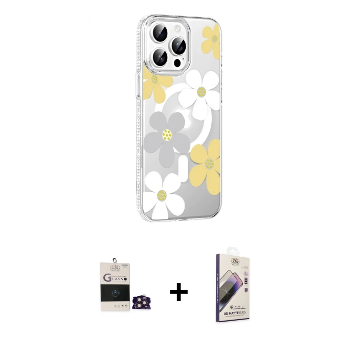 MARSİLYAN™- iPhone 14 Pro Max Kılıf Yörünge Işık Prime - Siyah Bilvis 3D Mat Cam Ekran Koruyucu + Bilvis Titan Kamera Lens - GD