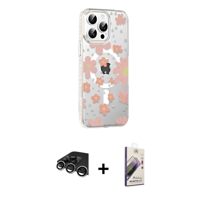 MARSİLYAN™- iPhone 14 Pro Max Kılıf Yörünge Işık Prime - Siyah Bilvis 3D Mat Cam Ekran Koruyucu + Raze Metal Kamera Lens - GS