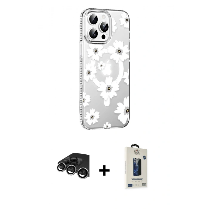 MARSİLYAN™- iPhone 14 Pro Max Kılıf Yörünge Işık Prime - Siyah Bilvis Hayalet Cam Ekran Koruyucu + Raze Metal Kamera Lens - GS