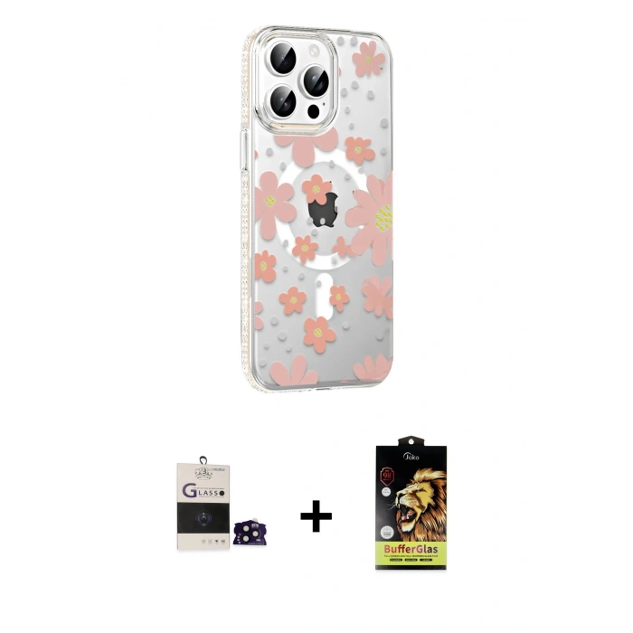 MARSİLYAN™- iPhone 14 Pro Max Kılıf Yörünge Işık Prime - Siyah Buffer Cam Ekran Koruyucu + Bilvis Titan Kamera Lens - SH