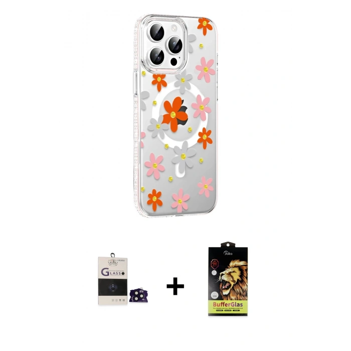 MARSİLYAN™- iPhone 14 Pro Max Kılıf Yörünge Işık Prime - Siyah Buffer Cam Ekran Koruyucu + Bilvis Titan Kamera Lens - SH
