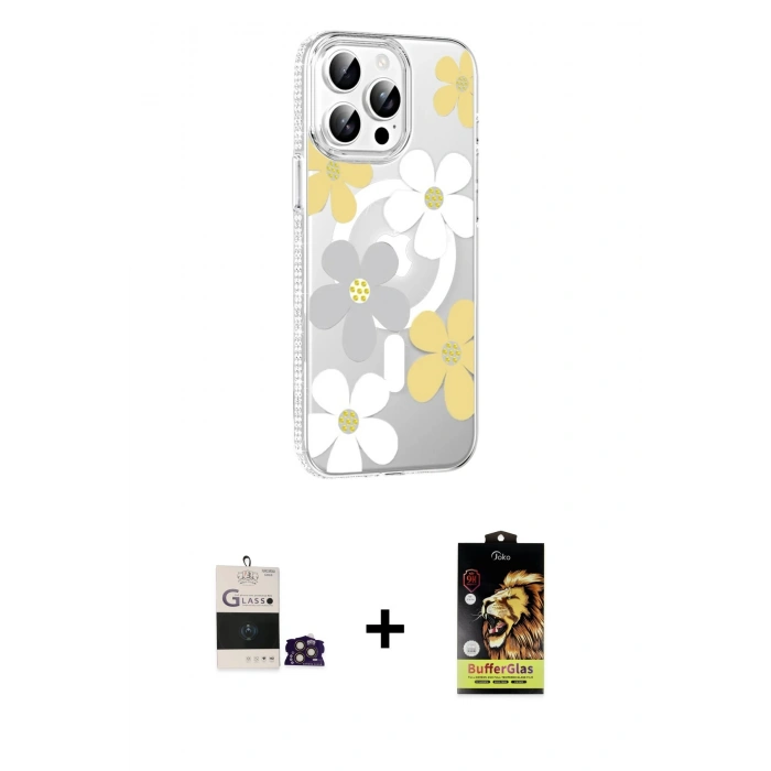 MARSİLYAN™- iPhone 14 Pro Max Kılıf Yörünge Işık Prime - Siyah Buffer Cam Ekran Koruyucu + Bilvis Titan Kamera Lens - GD