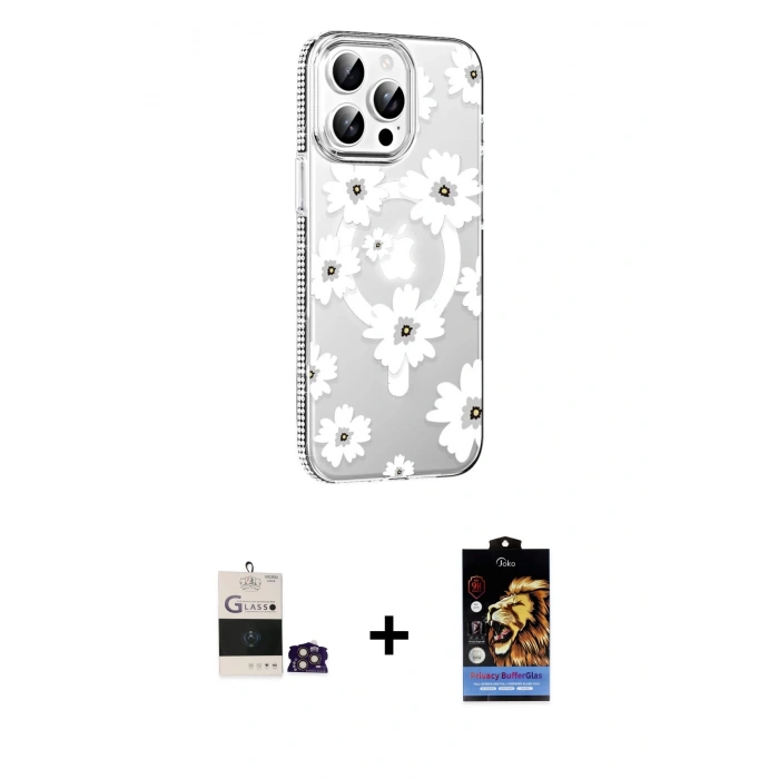 MARSİLYAN™- iPhone 14 Pro Max Kılıf Yörünge Işık Prime - Siyah Buffer Hayalet Cam Ekran Koruyucu + Bilvis Titan Kamera Lens - GD