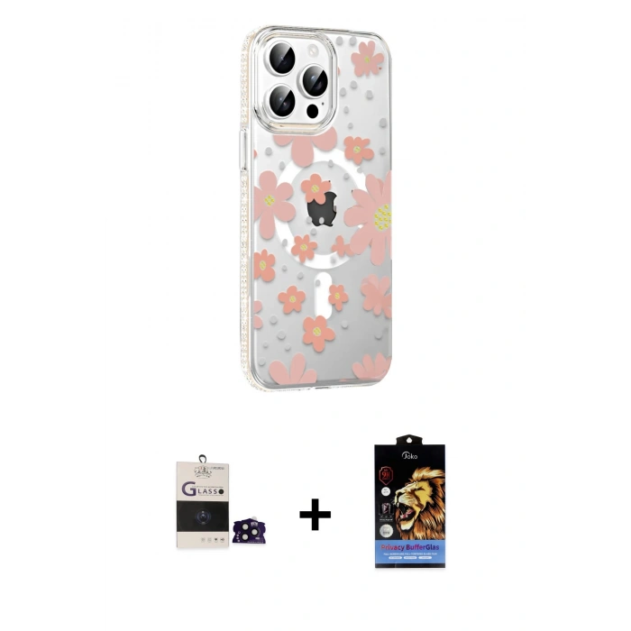 MARSİLYAN™- iPhone 14 Pro Max Kılıf Yörünge Işık Prime - Siyah Buffer Hayalet Cam Ekran Koruyucu + Siyah Bilvis Titan Kamera Lens