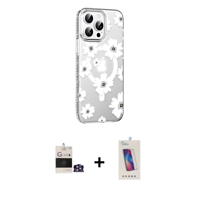 MARSİLYAN™- iPhone 14 Pro Max Kılıf Yörünge Işık Prime - Siyah Joko 5D Cam + Bilvis Titan Kamera Lens - GS