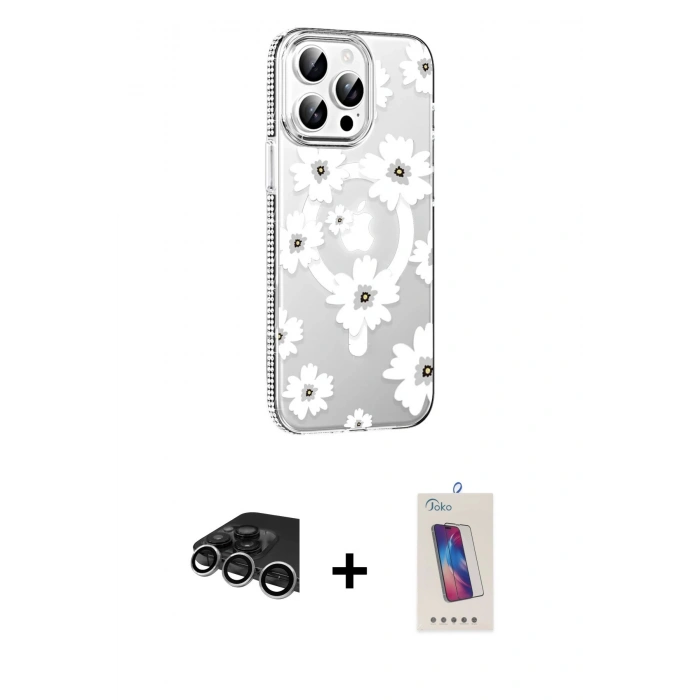 MARSİLYAN™- iPhone 14 Pro Max Kılıf Yörünge Işık Prime - Siyah Joko 5D Cam + Raze Metal Kamera Lens - GS