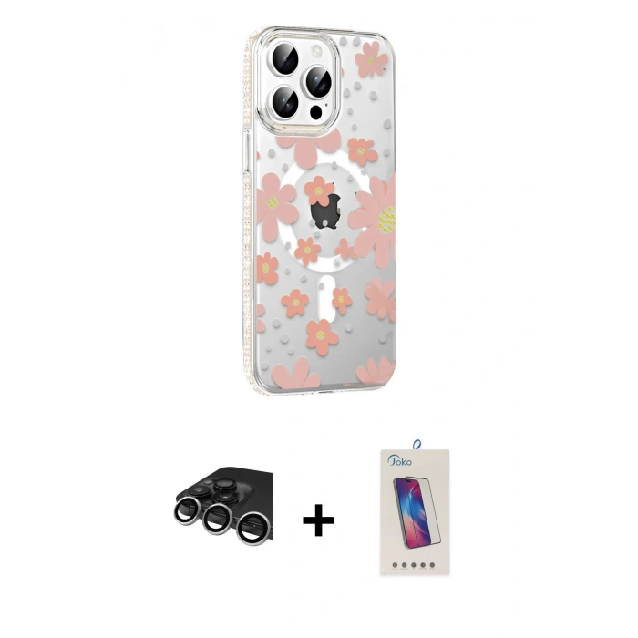 MARSİLYAN™- iPhone 14 Pro Max Kılıf Yörünge Işık Prime - Siyah Joko 5D Cam + Raze Metal Kamera Lens - GS