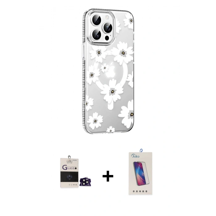 MARSİLYAN™- iPhone 14 Pro Max Kılıf Yörünge Işık Prime - Siyah Joko 5D Cam + Bilvis Titan Kamera Lens - SH