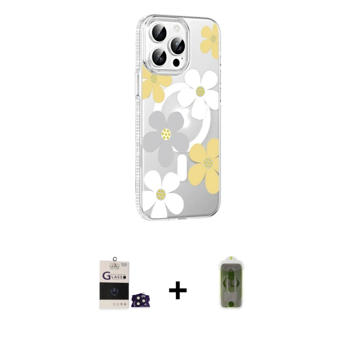 MARSİLYAN™- iPhone 14 Pro Max Kılıf Yörünge Işık Prime - Siyah Joko Magic 5D Hayalet Cam + Bilvis Titan Kamera Lens - DNMR