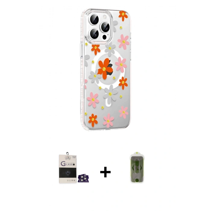 MARSİLYAN™- iPhone 14 Pro Max Kılıf Yörünge Işık Prime - Siyah Joko Magic 5D Hayalet Cam + Bilvis Titan Kamera Lens - GS