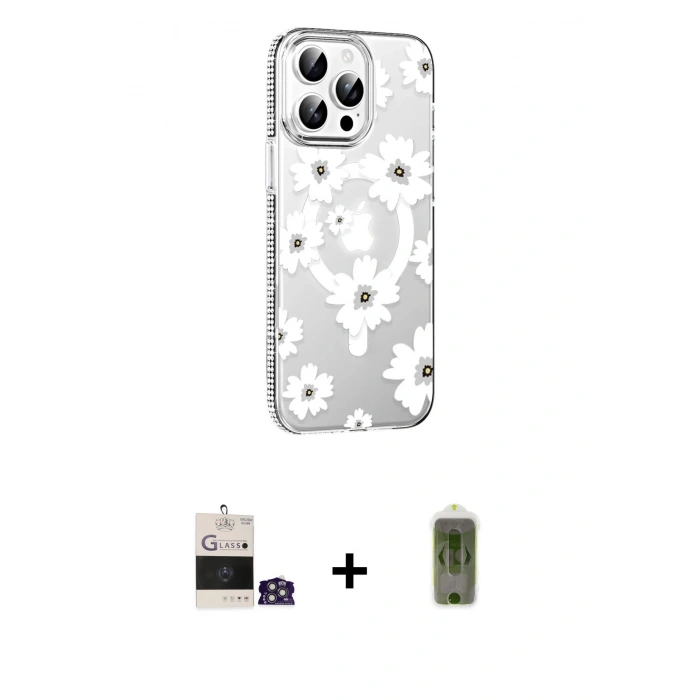 MARSİLYAN™- iPhone 14 Pro Max Kılıf Yörünge Işık Prime - Siyah Joko Magic 5D Hayalet Cam + Bilvis Titan Kamera Lens - GS