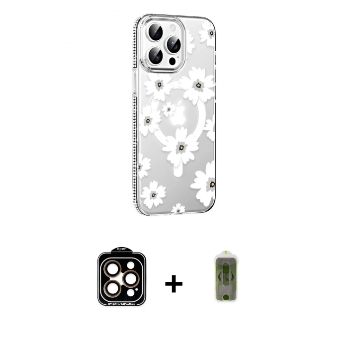 MARSİLYAN™- iPhone 14 Pro Max Kılıf Yörünge Işık Prime - Siyah Joko Magic 5D Hayalet Cam + PVD Metal Kamera Lens - TU