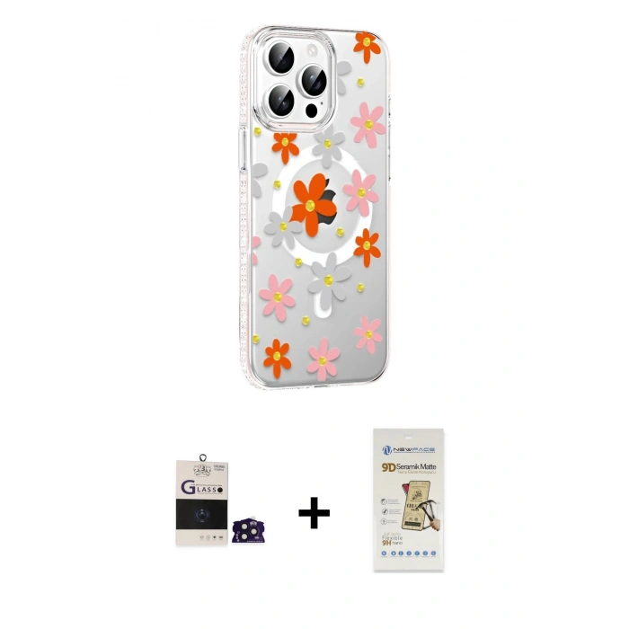 MARSİLYAN™- iPhone 14 Pro Max Kılıf Yörünge Işık Prime - Siyah Mat Seramik Nano Ekran Koruyucu + Bilvis Titan Kamera Lens - DNMR