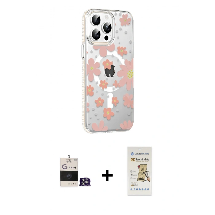 MARSİLYAN™- iPhone 14 Pro Max Kılıf Yörünge Işık Prime - Siyah Mat Seramik Nano Ekran Koruyucu + Bilvis Titan Kamera Lens - GS