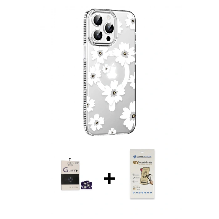 MARSİLYAN™- iPhone 14 Pro Max Kılıf Yörünge Işık Prime - Siyah Mat Seramik Nano Ekran Koruyucu + Bilvis Titan Kamera Lens - GS
