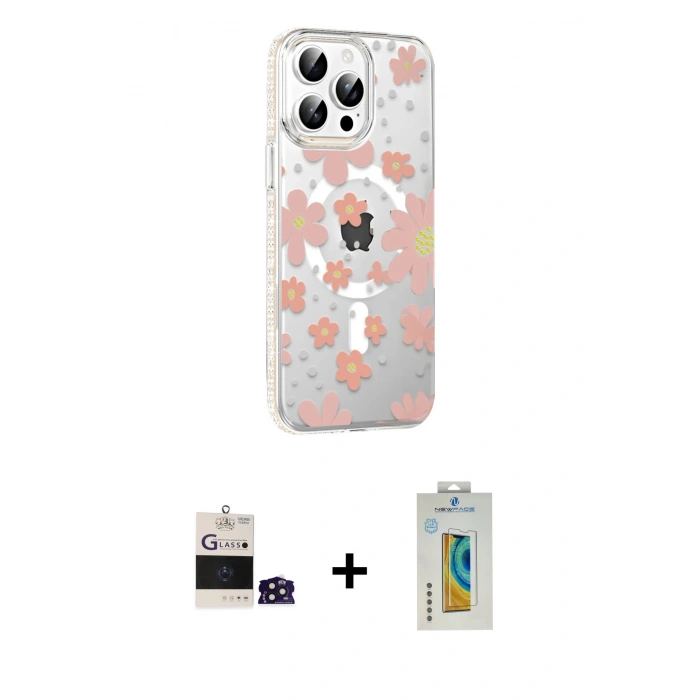 MARSİLYAN™- iPhone 14 Pro Max Kılıf Yörünge Işık Prime - Siyah Polymer Nano Ekran Koruyucu + Derin Mor Bilvis Titan Kamera Lens