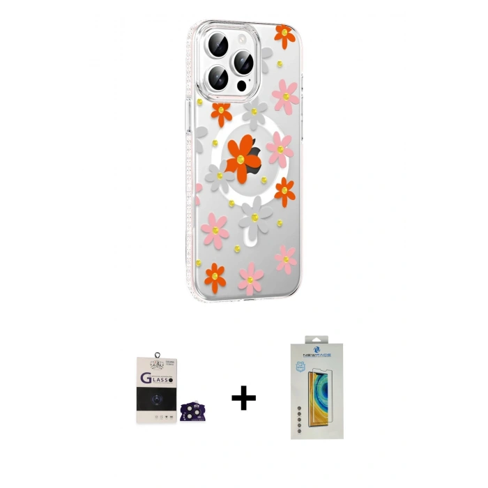 MARSİLYAN™- iPhone 14 Pro Max Kılıf Yörünge Işık Prime - Siyah Polymer Nano Ekran Koruyucu + Derin Mor Bilvis Titan Kamera Lens