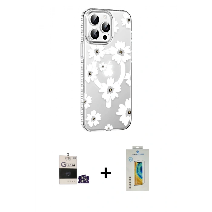MARSİLYAN™- iPhone 14 Pro Max Kılıf Yörünge Işık Prime - Siyah Polymer Nano Ekran Koruyucu + Bilvis Titan Kamera Lens - GS