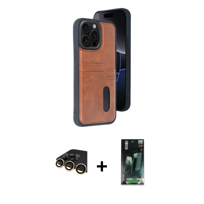 MARSİLYAN™- iPhone 14 Pro Max Kılıf Yörünge Işık Serisi - Şeffaf 360 Full Body Arka Koruyucu + Raze Metal Kamera Lens - GD