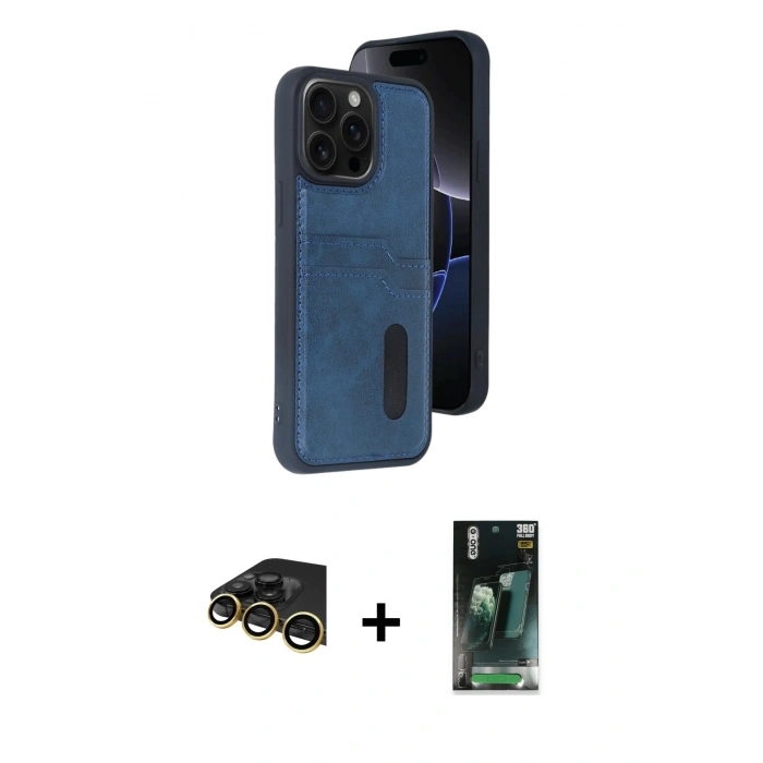 MARSİLYAN™- iPhone 14 Pro Max Kılıf Yörünge Işık Serisi - Şeffaf 360 Full Body Arka Koruyucu + Raze Metal Kamera Lens - GD