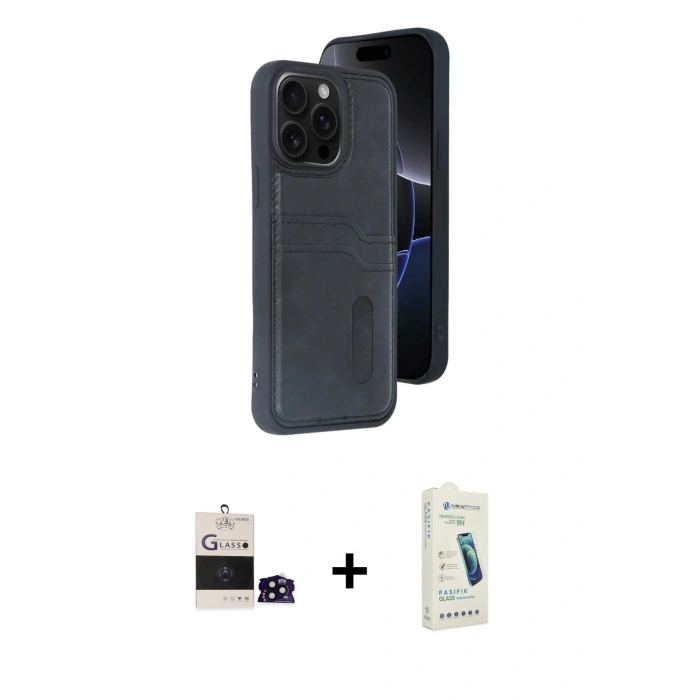 MARSİLYAN™- iPhone 14 Pro Max Kılıf Yörünge Işık Serisi - Şeffaf Pasifik Cam Ekran Koruyucu + Bilvis Titan Kamera Lens - SH