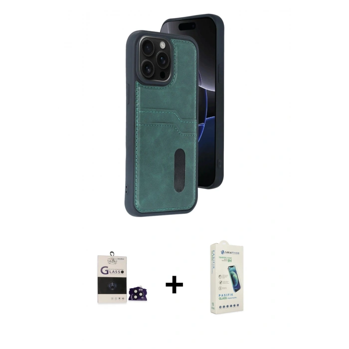 MARSİLYAN™- iPhone 14 Pro Max Kılıf Yörünge Işık Serisi - Şeffaf Pasifik Cam Ekran Koruyucu + Bilvis Titan Kamera Lens - SH