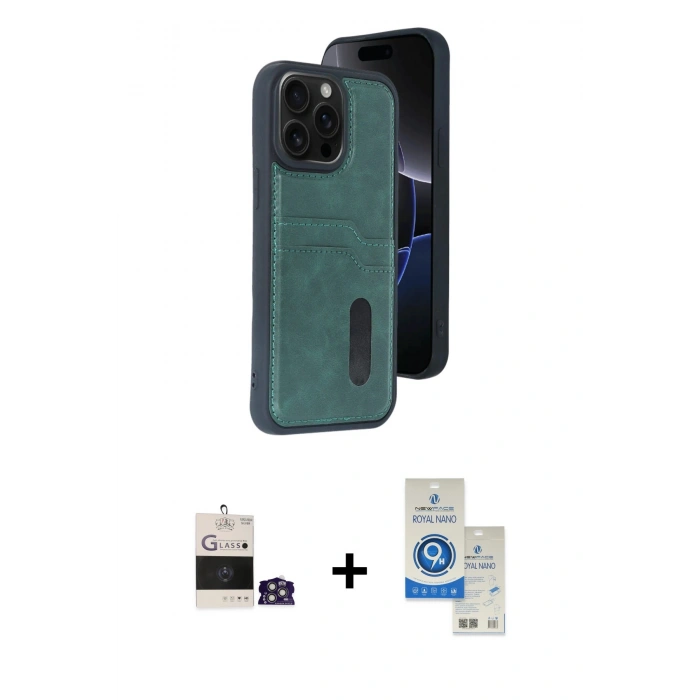 MARSİLYAN™- iPhone 14 Pro Max Kılıf Yörünge Işık Serisi - Şeffaf Royal Nano Ekran Koruyucu + Bilvis Titan Kamera Lens - GS