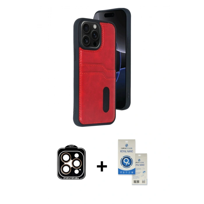 MARSİLYAN™- iPhone 14 Pro Max Kılıf Yörünge Işık Serisi - Şeffaf Royal Nano Ekran Koruyucu + PVD Metal Kamera Lens - TU