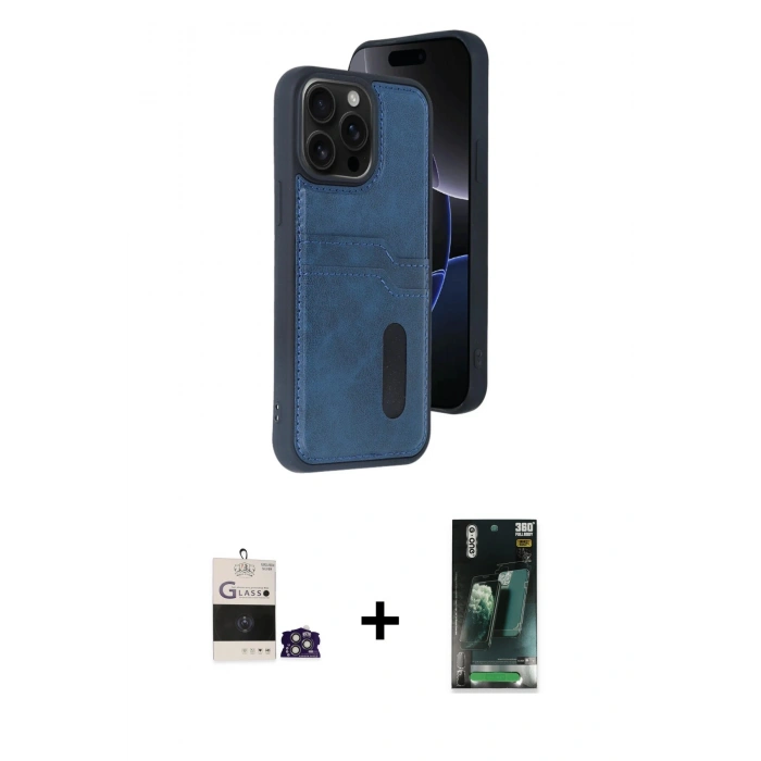 MARSİLYAN™- iPhone 14 Pro Max Kılıf Yörünge Işık Serisi - Siyah 360 Mat Full Body Arka Koruyucu + Bilvis Titan Kamera Lens - GS