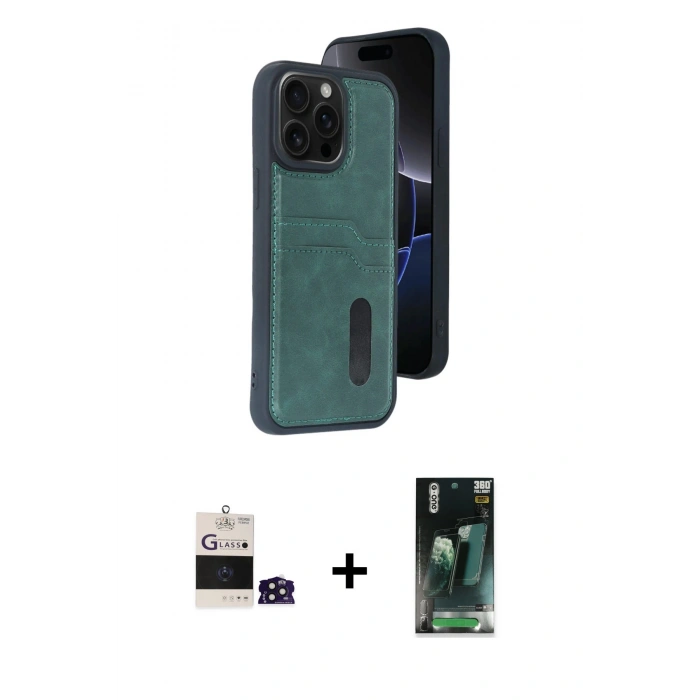 MARSİLYAN™- iPhone 14 Pro Max Kılıf Yörünge Işık Serisi - Siyah 360 Mat Full Body Arka Koruyucu + Bilvis Titan Kamera Lens - DNMR