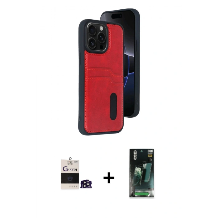 MARSİLYAN™- iPhone 14 Pro Max Kılıf Yörünge Işık Serisi - Siyah 360 Mat Full Body Arka Koruyucu + Bilvis Titan Kamera Lens - DNMR