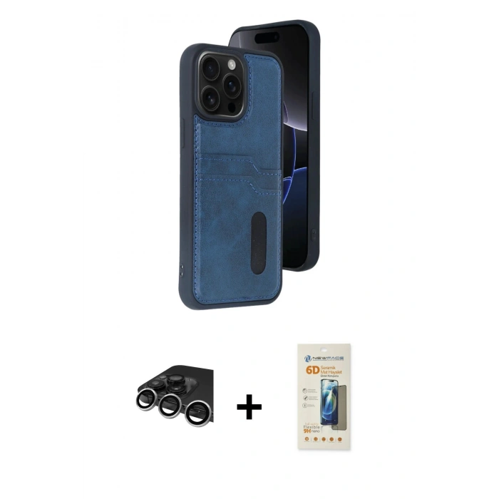 MARSİLYAN™- iPhone 14 Pro Max Kılıf Yörünge Işık Serisi - Siyah 6D Mat Seramik Hayalet Nano Ekran Koruyucu + Raze Metal Kamera Lens - GS