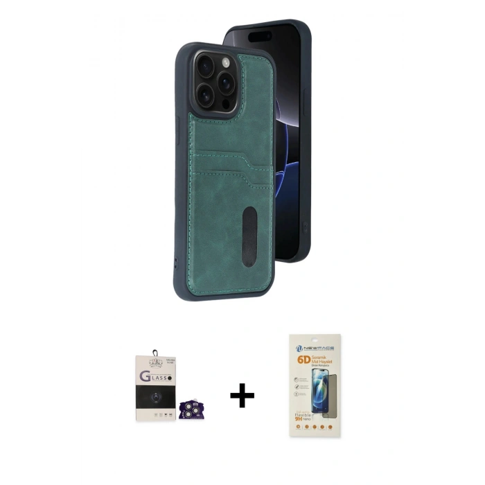 MARSİLYAN™- iPhone 14 Pro Max Kılıf Yörünge Işık Serisi - Siyah 6D Mat Seramik Hayalet Nano Ekran Koruyucu + Bilvis Titan Kamera Lens - GS