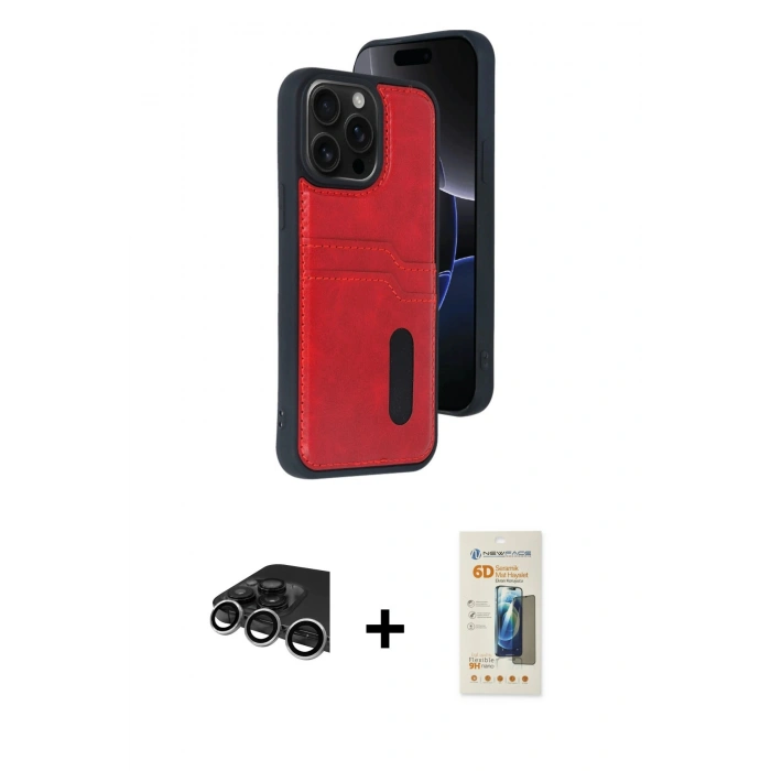 MARSİLYAN™- iPhone 14 Pro Max Kılıf Yörünge Işık Serisi - Siyah 6D Mat Seramik Hayalet Nano Ekran Koruyucu + Raze Metal Kamera Lens - GS