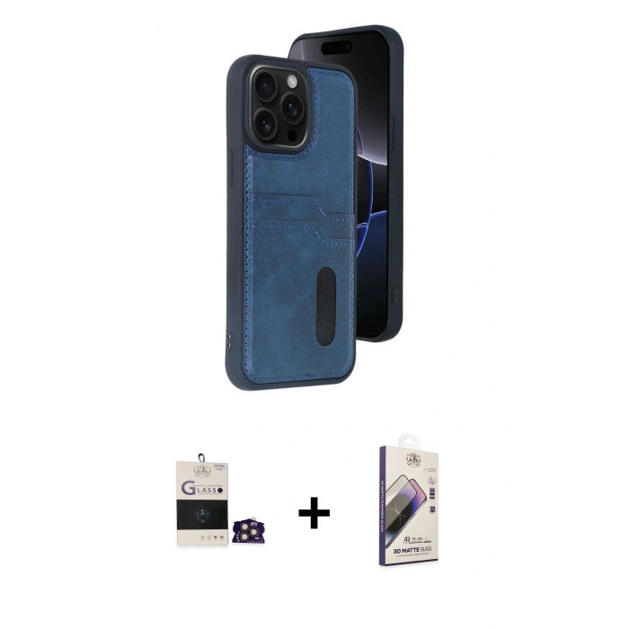 MARSİLYAN™- iPhone 14 Pro Max Kılıf Yörünge Işık Serisi - Siyah Bilvis 3D Mat Cam Ekran Koruyucu + Bilvis Titan Kamera Lens - GD