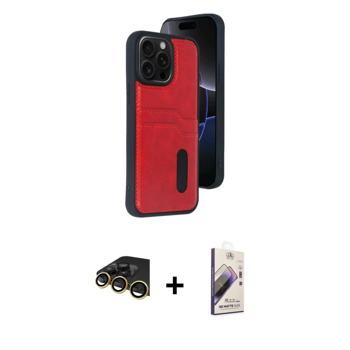MARSİLYAN™- iPhone 14 Pro Max Kılıf Yörünge Işık Serisi - Siyah Bilvis 3D Mat Cam Ekran Koruyucu + Raze Metal Kamera Lens - GD