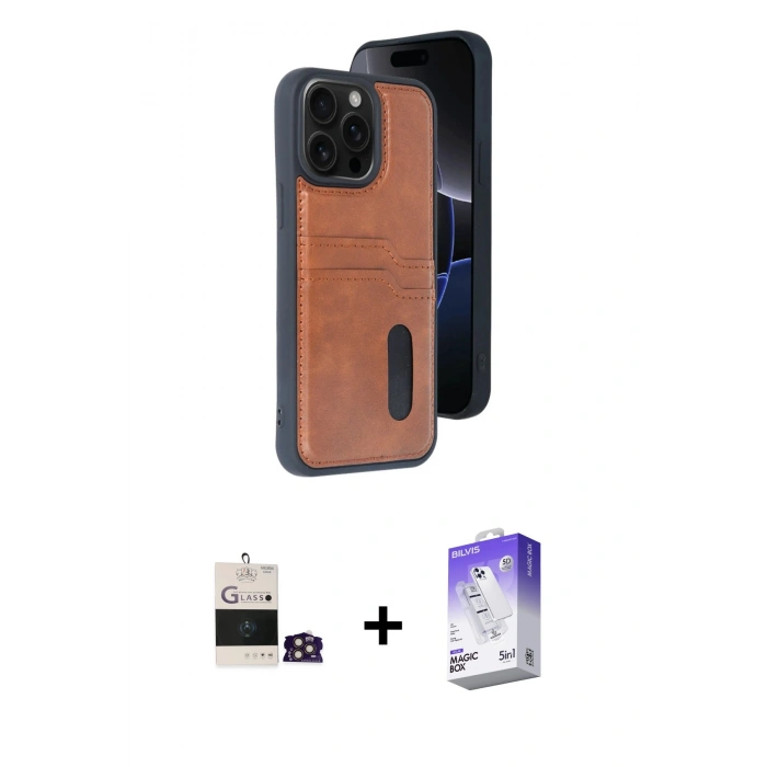 MARSİLYAN™- iPhone 14 Pro Max Kılıf Yörünge Işık Serisi - Siyah Bilvis 5in1 3D Magic Cam Ekran Koruyucu + Bilvis Titan Kamera Lens - GD